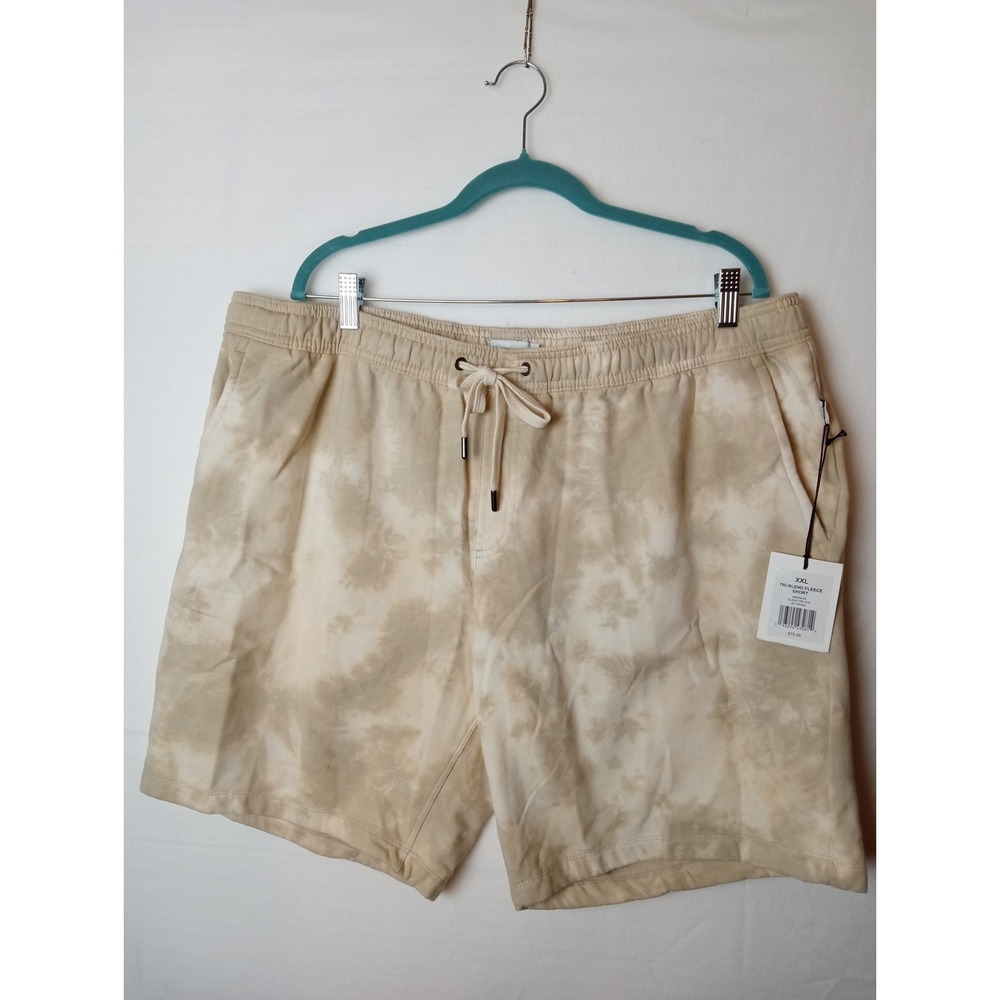 Onia Tri-Blend Fleece Shorts Mens 2XL Beige Tie Dye Drawstring Pockets Lounge